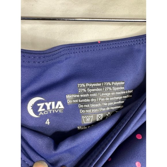 Zyia Active Leggings Navy with Pink Splatter sz 4 - Picture 6 of 10